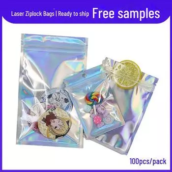 Пакет Yin Yang Laser Ziplock с отверстием для подвешивания — длинная, красочная упаковка для аксессуаров. 7.5*10