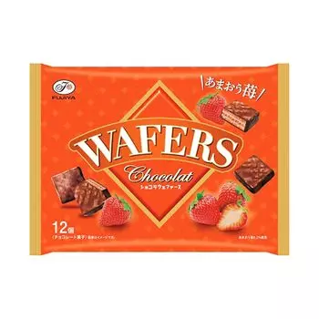 Пакетики с шоколадными вафлями Fujiya 12 шт. x 18 пакетиков (Амау Клубника) (индивидуально завернутый)