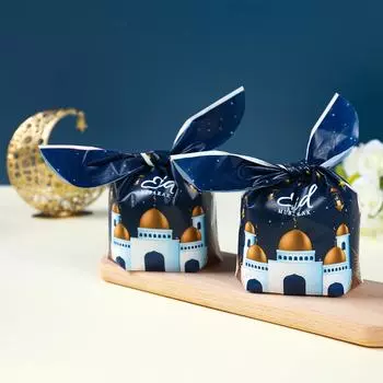 Пакеты для конфет Ид Мубарак Подарочные пакеты для печенья Подарочные пакеты с ушками кролика Рамадан Карим Исламская мусульманская вечеринка Упаковка для выпечки Украшения 2024 As picture