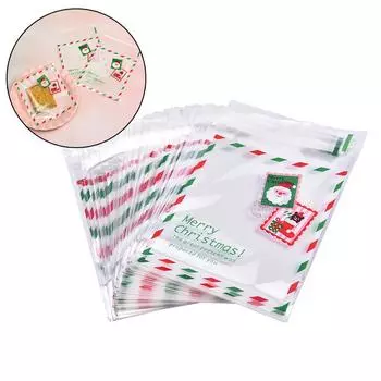 Пакеты для печенья, пластиковые подарочные рождественские самоклеящиеся пакеты для печенья, целлофановые пакеты в разных стилях