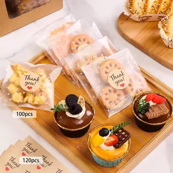 Пакеты для упаковки печенья с наклейками с благодарностью для кафе на годовщину дома