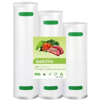 Пакеты для вакуумной упаковки Gokilife 20 x 600 см 25 x 600 см 28 x 600 см Набор из 3 пакетов для вакуумных упаковочных машин Пакеты Shinku Pack для вакуумной упаковочной машины в рулоне