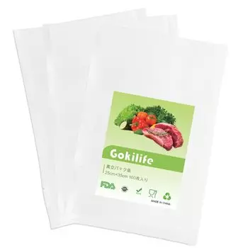 Пакеты для вакуумной упаковки Gokilife 25 x 35 см x 100 шт. Пакеты для вакуумной упаковки Вакуумные упаковочные рулоны Вакуумные виниловые тисненые пакеты для вакуумной упаковки