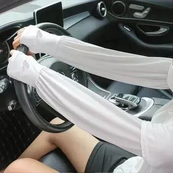 Пальцевое вождение для мужчин Рукава без пальцев Охлаждающие рукава Перчатки без пальцев Рукава Ice Silk светло-серый