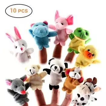 Пальчиковые куклы, детеныши животных, развивающие ручные мультяшные животные, плюшевые пальчиковые куклы, театральные плюшевые игрушки для детей, подарки