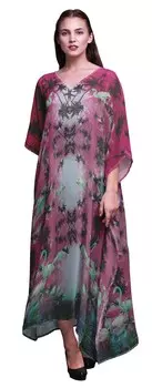 Пальма Фагун| & Flamingo Bird Ladies Plus Size Kaftan Summer Wear Beach Coverup Kimono S-L маджента