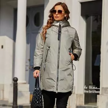 Пальто Астрид, весенняя теплая куртка с капюшоном на молнии и манжетах, повседневная верхняя одежда, тонкое стеганое пальто L