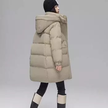 Пальто больших размеров, хлопковое пальто, женское, средней длины, свободное, хлопковое пальто, новое, утолщенное пальто, корейская версия L белый