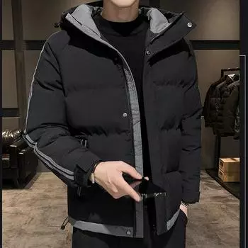 Пальто большого размера из хлопка, мужское зимнее утепленное пальто, мужская новая повседневная куртка из хлопка, трендовое свободное пальто из хлопка для мужчин M
