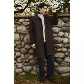 Пальто-бушлат из смеси шерсти HM Regular Fit Brown XS