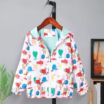 Пальто для девочек, детский плащ с капюшоном и длинными рукавами, с эластичными манжетами, солнцезащитный 90 cm розовый/красный