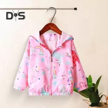 Пальто для девочек, детский плащ с капюшоном и длинными рукавами, с эластичными манжетами, солнцезащитная ветрозащитная куртка на молнии 100cm красный/белый