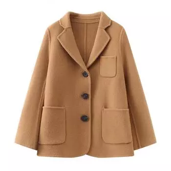 Пальто для девочек из кашемира Qinghe, 30% кашемира, 70% шерсти, унисекс, осенне-зимнее кашемировое пальто, куртка, мягкая и теплая 100 мясо коричневый