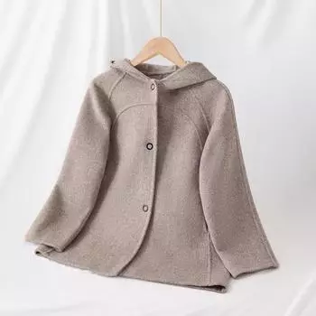 Пальто для девочек из кашемира Qinghe, 30% кашемира, 70% шерсти, унисекс, осенне-зимнее кашемировое пальто, куртка, мягкая и теплая