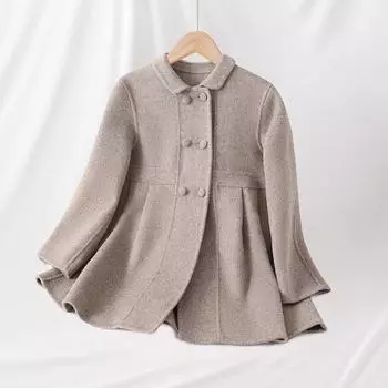 Пальто для девочек из кашемира Qinghe, 30% кашемира, 70% шерсти, унисекс, осенне-зимнее кашемировое пальто, куртка, мягкая и теплая 100 коричневый