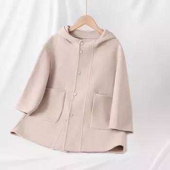 Пальто для девочек из кашемира Qinghe, 30% кашемира, 70% шерсти, унисекс, осенне-зимнее кашемировое пальто, куртка, мягкая и теплая 100 мясо коричневый