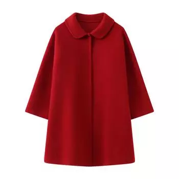 Пальто для девочек из кашемира Qinghe, 30% кашемира, 70% шерсти, унисекс, осенне-зимнее кашемировое пальто, куртка, мягкая и теплая 100 красный