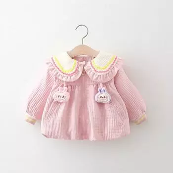 Пальто для девочек, весна и осень, детская рубашка с воротником-молнией в виде куклы-кролика для девочек, топ в стиле вестерн 73CM жёлтый