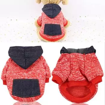 Пальто для домашних животных Одежда для собак Куртка для вечеринок с капюшоном Подарки Одежда для щенков и домашних животных Новое поступление 1 комплект Мягкий Красивый Хлопок Осень Зима Уникальный M вино красного