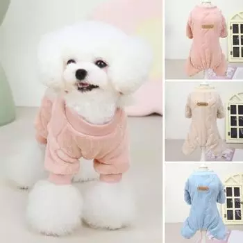 Пальто для домашних животных, однотонное, с половиной рукавов, воротник-стойка, антипиллинг, эластичное, толстое, теплое, уютное, плюшевое XL розовый