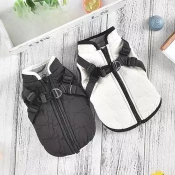 Пальто для домашних животных с изображением головы плюшевого мишки, груди, спины, для маленьких и средних собак, ветрозащитное и теплое, осенне-зимнее хлопковое пальто XS