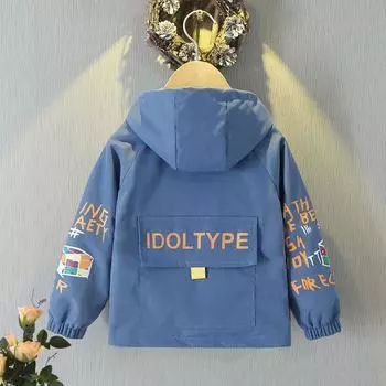 Пальто для мальчиков. Весенне-осенняя детская легкая повседневная куртка с капюшоном. 90