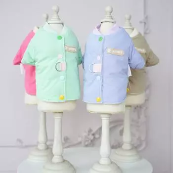 Пальто для питомцев Цветная куртка с пуговицами на спине из хлопка, ветрозащитная повседневная куртка для корги с пандой, парки для собак карамельного цвета, одежда для щенков XS