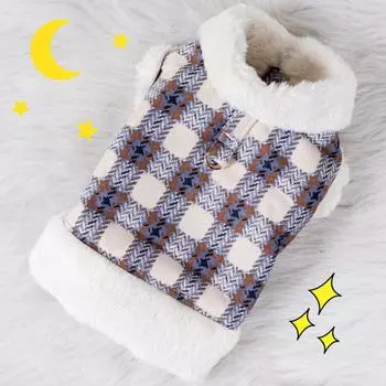 Пальто для собак на осень и зиму, теплая одежда, замша, утолщенный плюш, можно соединить с тяговой одеждой, плюшевая одежда для кошек и домашних животных XS