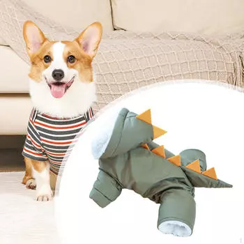 Пальто для собак в холодную погоду, уникальная уличная прогулка с капюшоном, милый костюм динозавра, куртка для XS