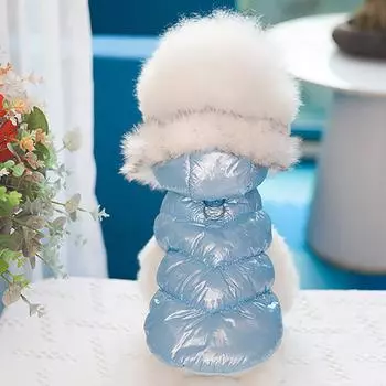 Пальто для собак Зимняя водонепроницаемая куртка Пальто для собак Зимний комбинезон Ветрозащитный теплый пуховик для щенка Пуховик Зимний жилет для собак Пальто для собак в холодную погоду L синий