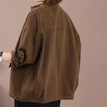 Пальто для женщин хлопковая куртка женская осень-зима свободная верхняя одежда верхняя куртка повседневная с длинным рукавом пальто M чёрный