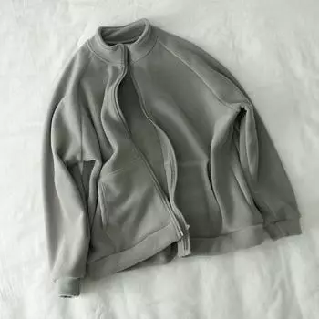 Пальто для женщин из хлопка и плюша, осень-зима, утолщенный флисовый свитшот, свободного покроя, куртка на молнии M белый