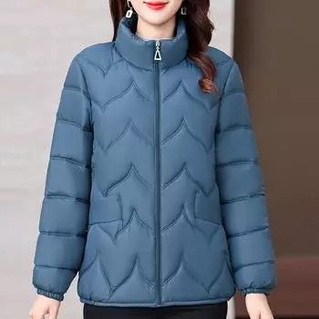 Пальто для женщин среднего возраста, зимние короткие парки, элегантные свободные теплые верхние одежды, женские куртки XL синий