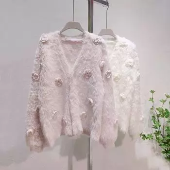 Пальто для женщин V-образный вырез трикотажный кардиган флис повседневные поддельные топы куртка пальто S белый