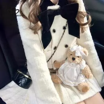 Пальто французского премиум-цвета с бантом, высококачественное женское пальто, повседневное пальто S