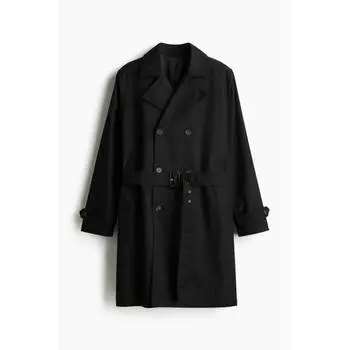Пальто HM Regular Fit TrencH черного цвета XS