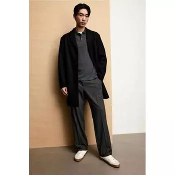 Пальто HM slim Fit из смеси шерсти, черное XS