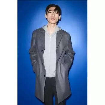 Пальто HM slim Fit из смеси шерсти, темно-серое XS