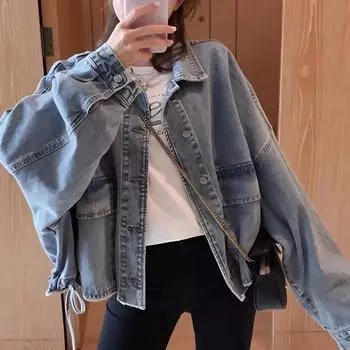 Пальто и куртки женские джинсовые синие свободные универсальные студенческие повседневная уличная одежда женская верхняя одежда Harajuku корейский стиль мода на каждый день XS синий