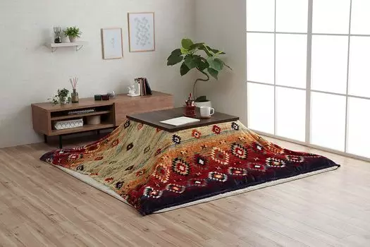 Пальто Ikehiko Kotatsu Oliver 195 x 195 см, темно-синее, квадратное, один элемент, водоотталкивающая обработка, геометрический узор, можно стирать, прибл.. (Водоотталкивающий) тёмно-синий