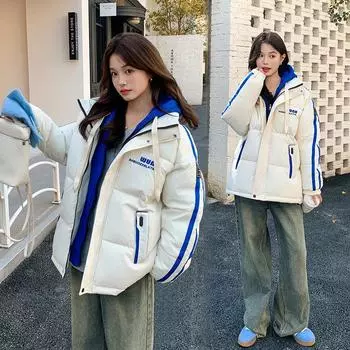 Пальто из двух частей с капюшоном и хлопковой подкладкой, женское осенне-зимнее теплое свободное повседневное пальто, женское хлопковое подкладочное пальто S белый