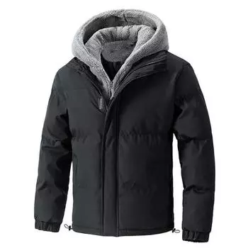 Пальто из хлопка больших размеров, осенне-зимнее с капюшоном, теплое и морозостойкое, пальто из зернистого бархата, мужское зимнее пальто, куртка из хлопка 8XL чёрный