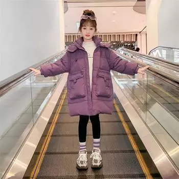 Пальто из хлопка для девочек Модное зимнее пальто из хлопка Толстое теплое пальто из хлопка для девочек 120cm фиолетовый