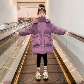 Пальто из хлопка для девочек Модное зимнее пальто из хлопка Толстое теплое пальто из хлопка для девочек 120cm фиолетовый