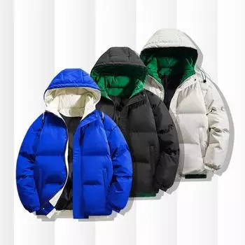 Пальто из хлопка с капюшоном и длинными рукавами, зашнурованная, в стиле пэчворк, двухкомпонентная куртка-пуховик с карманами, свободный крой, утепленная теплая верхняя одежда L синий