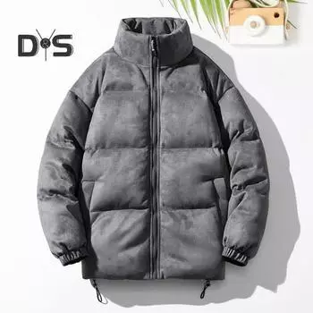 Пальто из хлопка с застежкой-молнией, воротником-стойкой, верхним слоем из замши, затягивающимся шнурком, зимняя верхняя одежда, ветрозащитное термоизоляционное пальто M кофейный