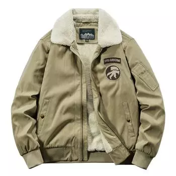 Пальто из хлопка зимнее плюс бархат утолщенный меховой воротник хлопковое пальто плюшевая хлопковая куртка куртка из овечьего бархата костюм пилота мужской модный M