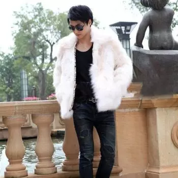 Пальто из искусственного лисьего меха, мужское пальто из искусственного меха, ветровка, плюшевое пальто XL чёрный