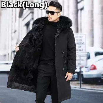 Пальто из искусственного меха, свободное пальто, толстое теплое мужское плюшевое пальто, внутренняя подкладка из лисьего волоса, съемный воротник, длинные меховые парки, меховая куртка M