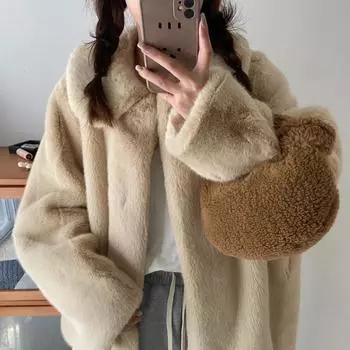 Пальто из искусственного меха, женская шуба из меха и меха, средней длины, свободные лацканы, экологически чистая шуба из норки, зимнее ощущение высокого класса S